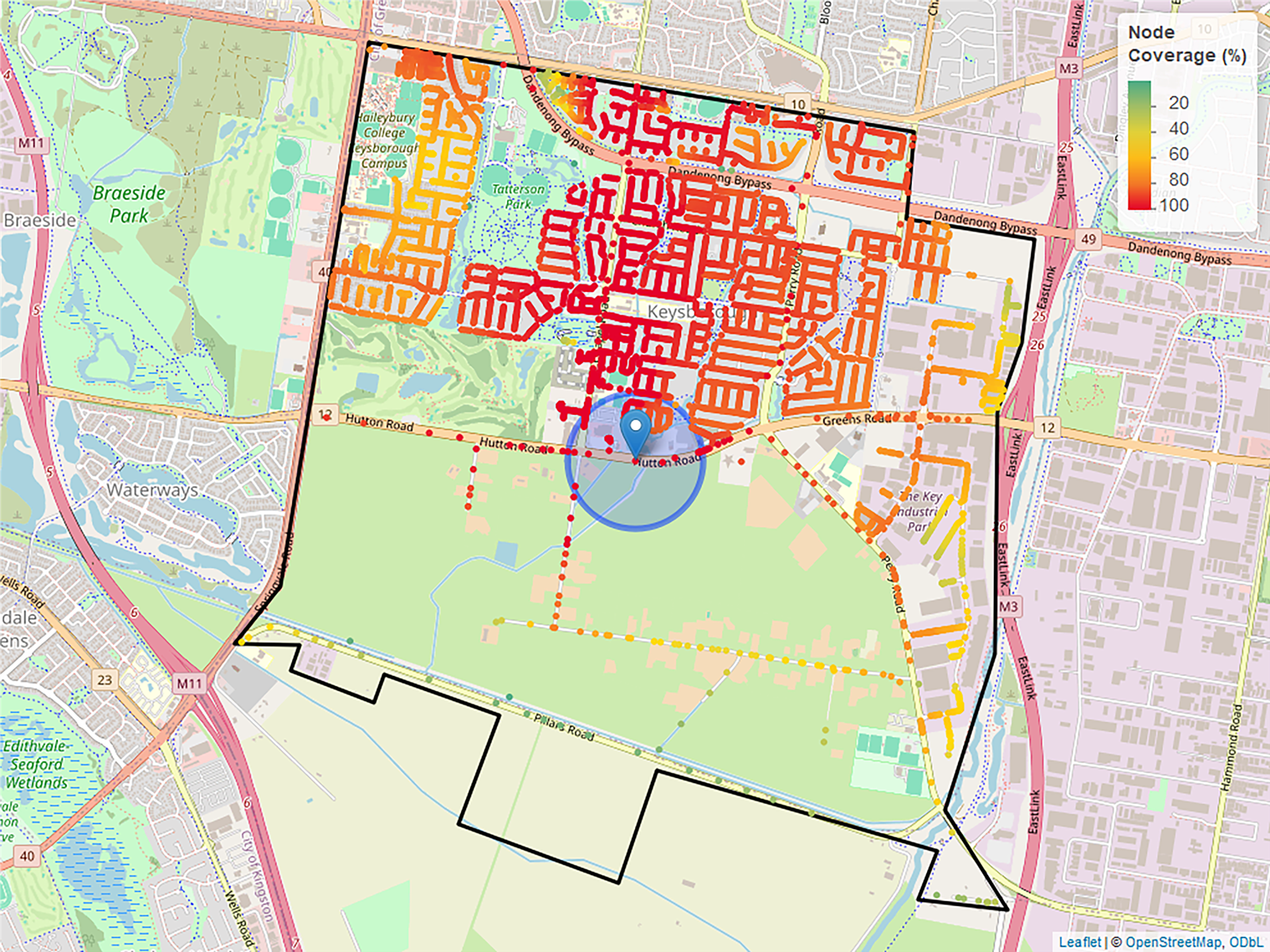 Using node coverage research to find the optimum station location